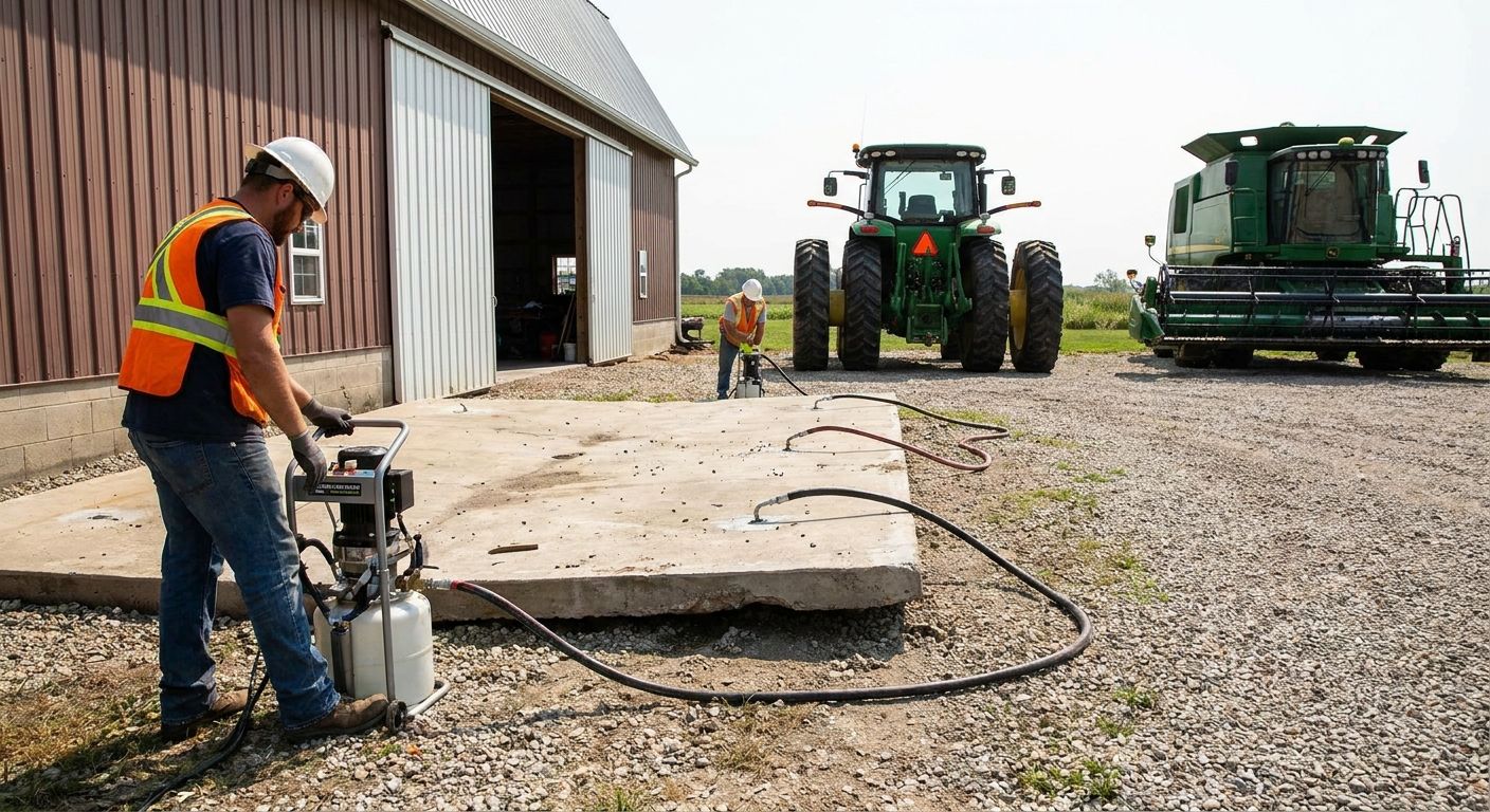 Concrete lifting for agricultural equipment pads