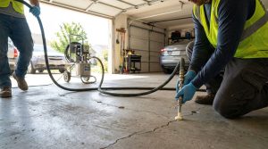 Concrete lifting for garage floors