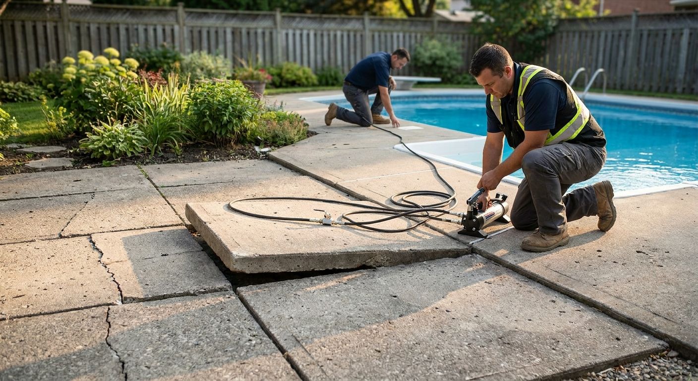 Concrete lifting for patios and pool decks