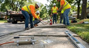 Concrete lifting for sidewalks and walkways