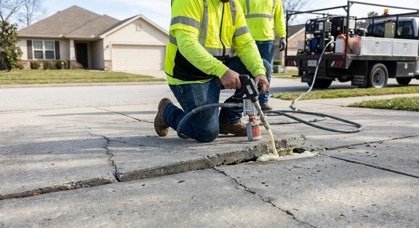 Concrete lifting for sunken driveways