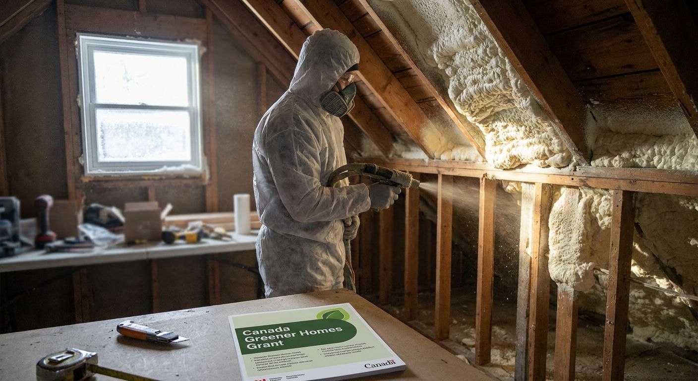 Spray foam insulation for Canada Greener Homes Grant projects