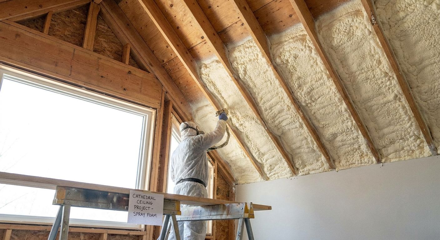 Spray foam insulation for cathedral and vaulted ceilings