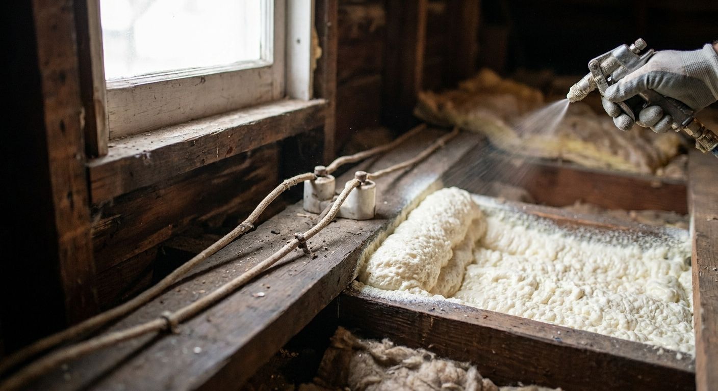Spray foam insulation for homes with knob-and-tube wiring