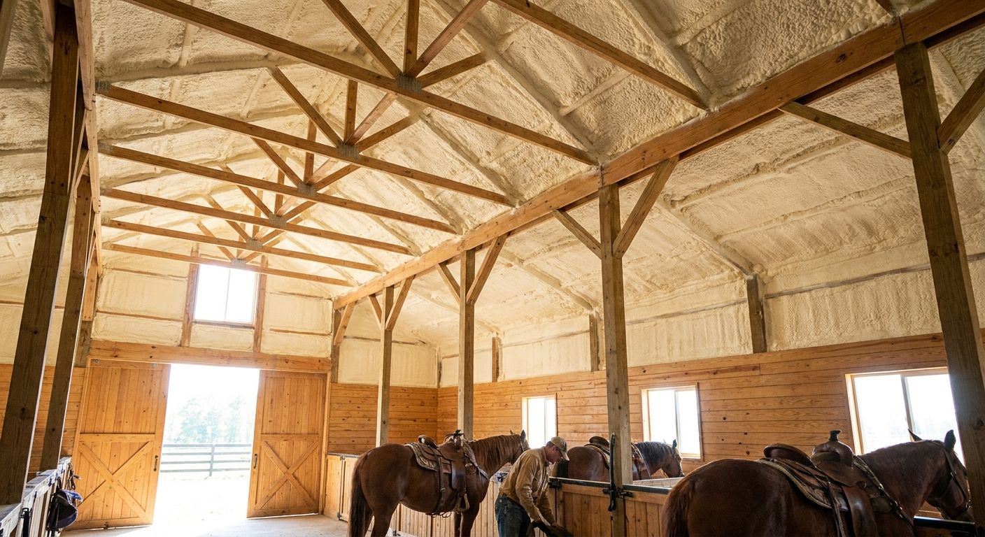 Spray foam insulation for horse barns and equestrian facilities
