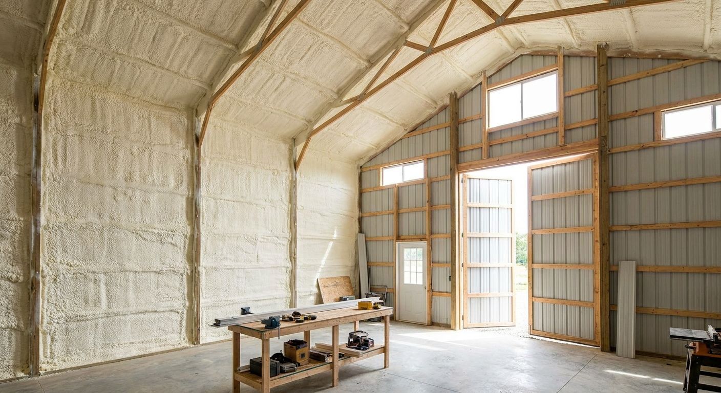 Spray foam insulation for pole barns and shops