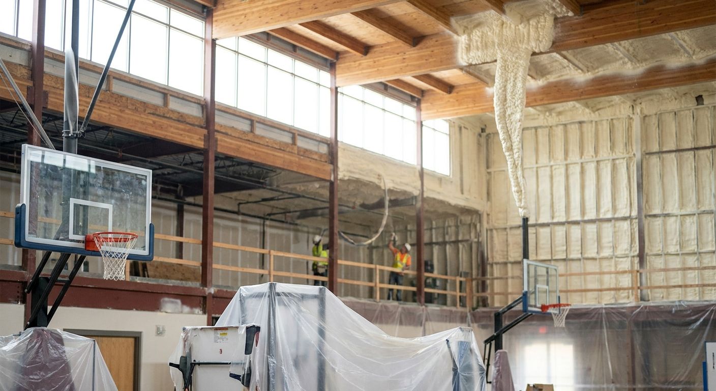 Spray foam insulation for recreation centers and gyms