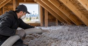 Blown-in attic insulation for older Calgary bungalows