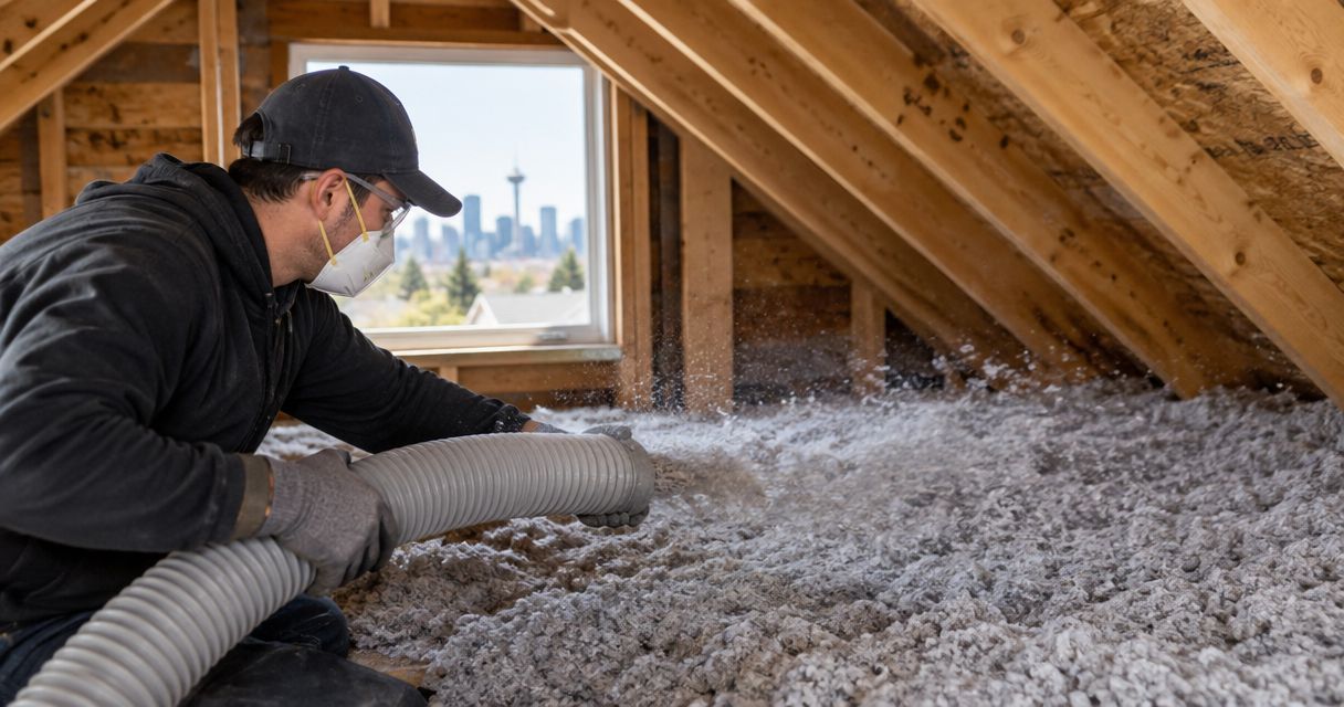 Blown-in attic insulation for older Calgary bungalows
