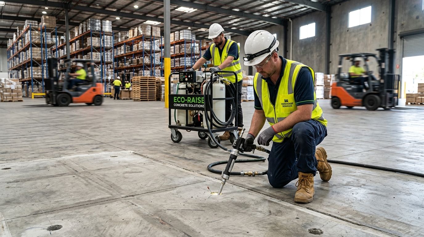 Concrete lifting for warehouse floors