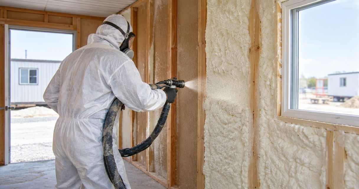 Spray foam insulation for construction site trailers