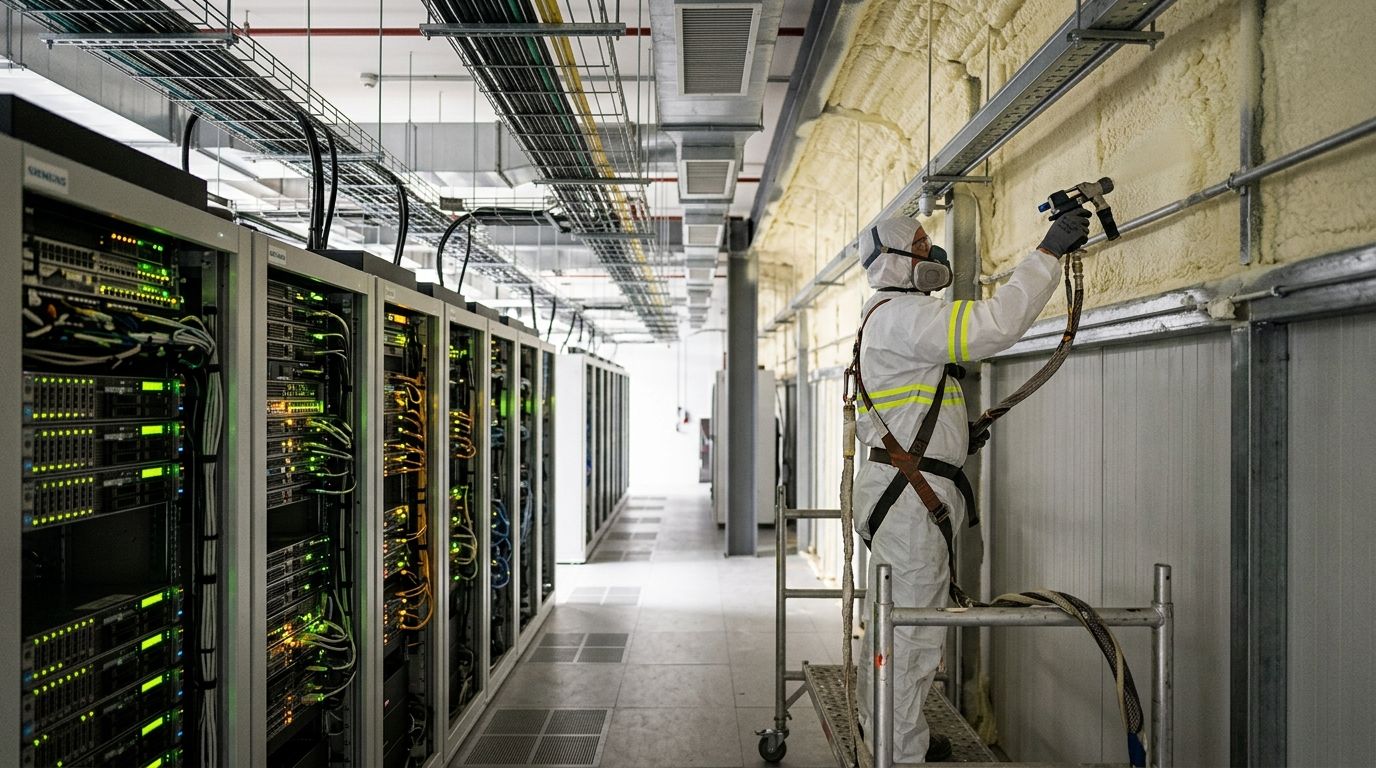 Spray foam insulation for data centers and server rooms