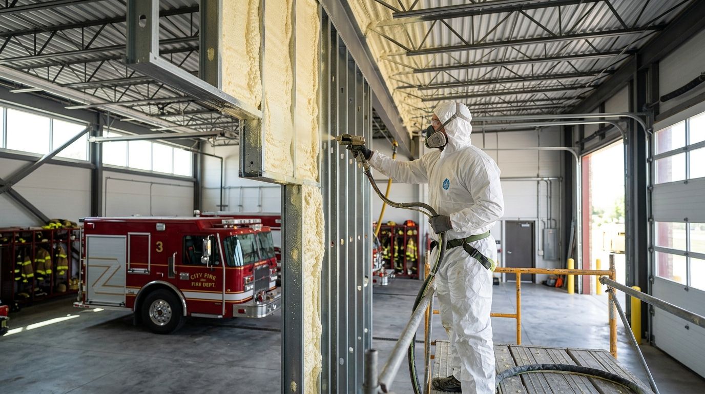 Spray foam insulation for fire halls and municipal buildings