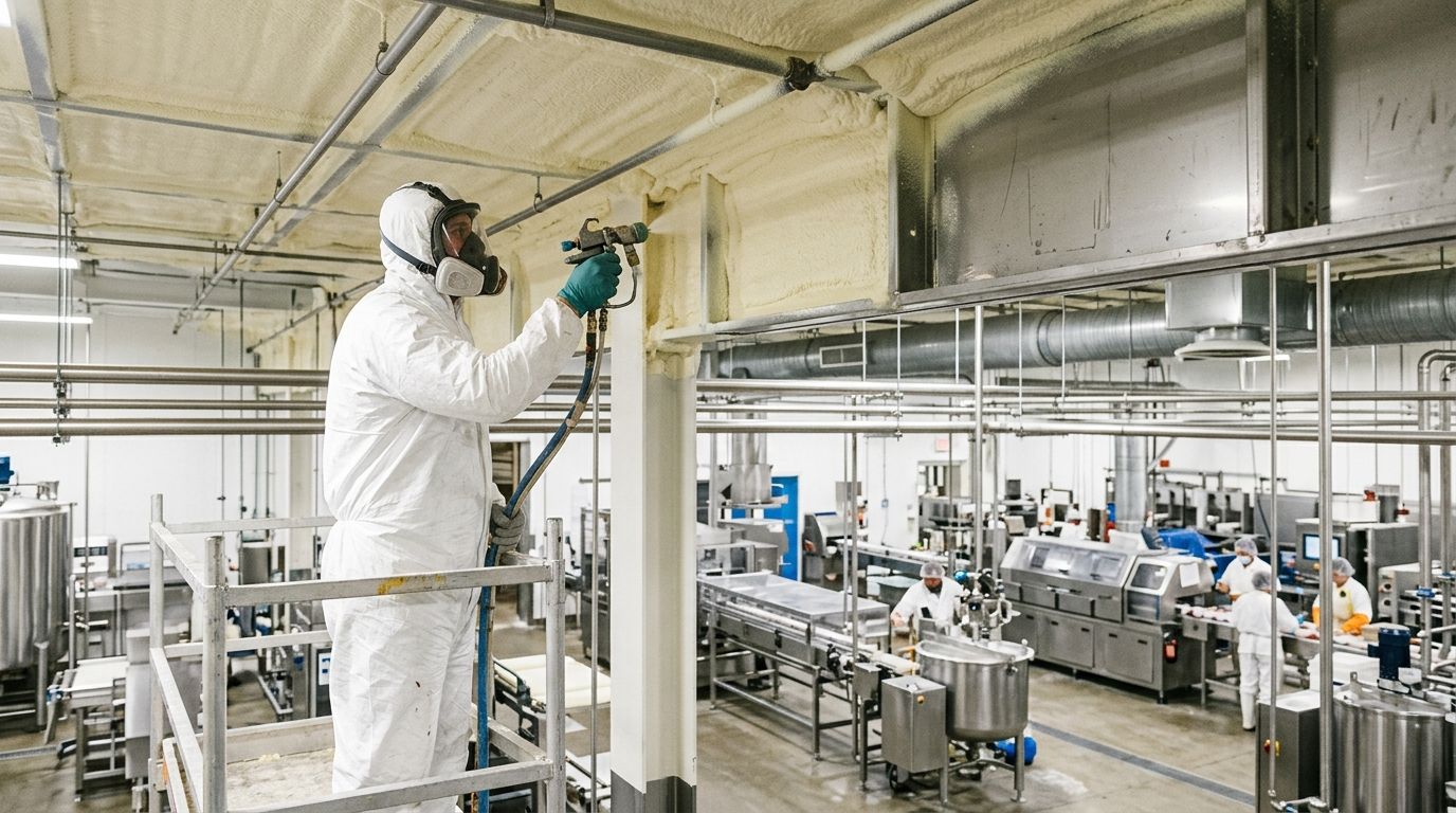 Spray foam insulation for food processing plants