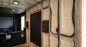 Spray foam insulation for home theaters and media rooms