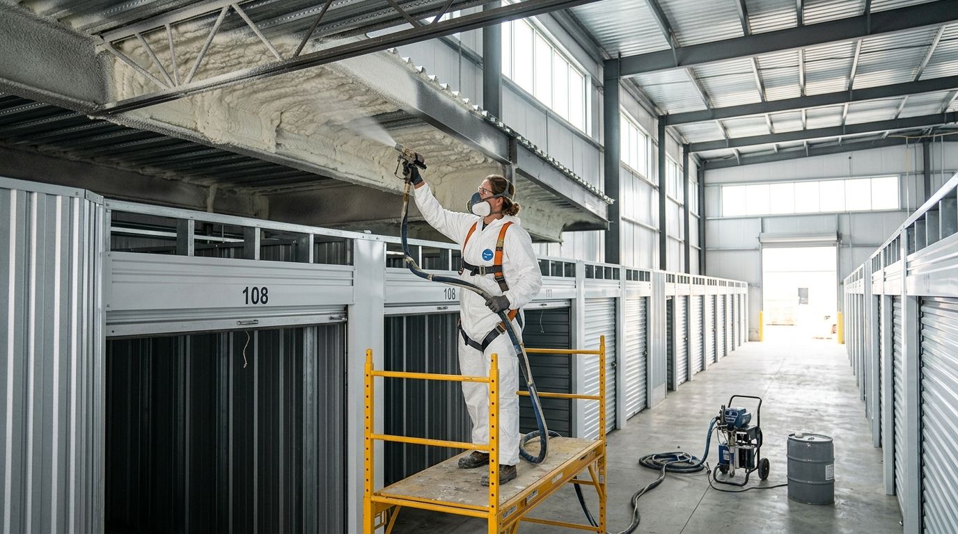 Spray foam insulation for self-storage facilities