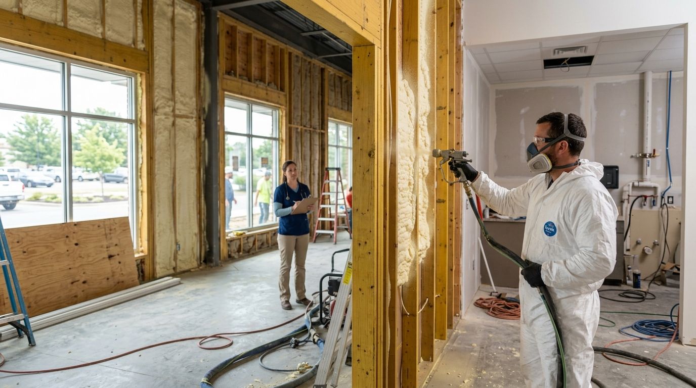 Spray foam insulation for veterinary clinics