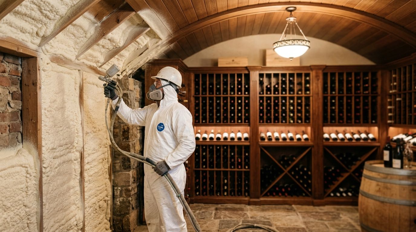 Spray foam insulation for wine cellars and cold rooms